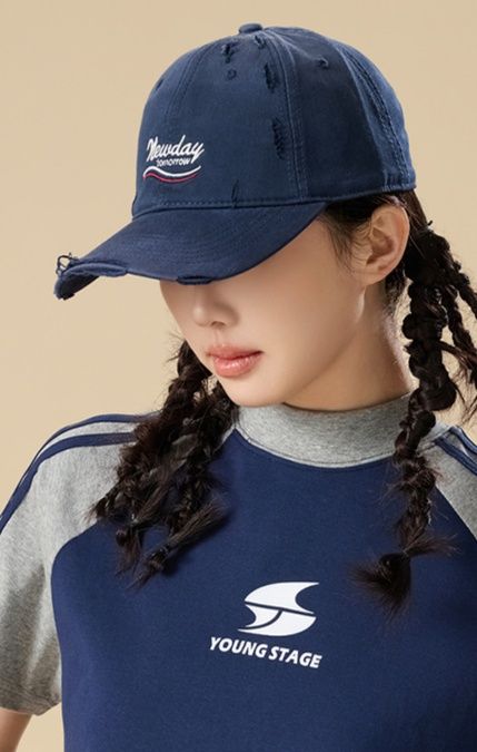 帽子 レディース ダメージ加工つば付きキャップ