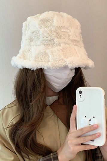 帽子 レディース ふわふわ羊毛風素材のおしゃれバケット帽