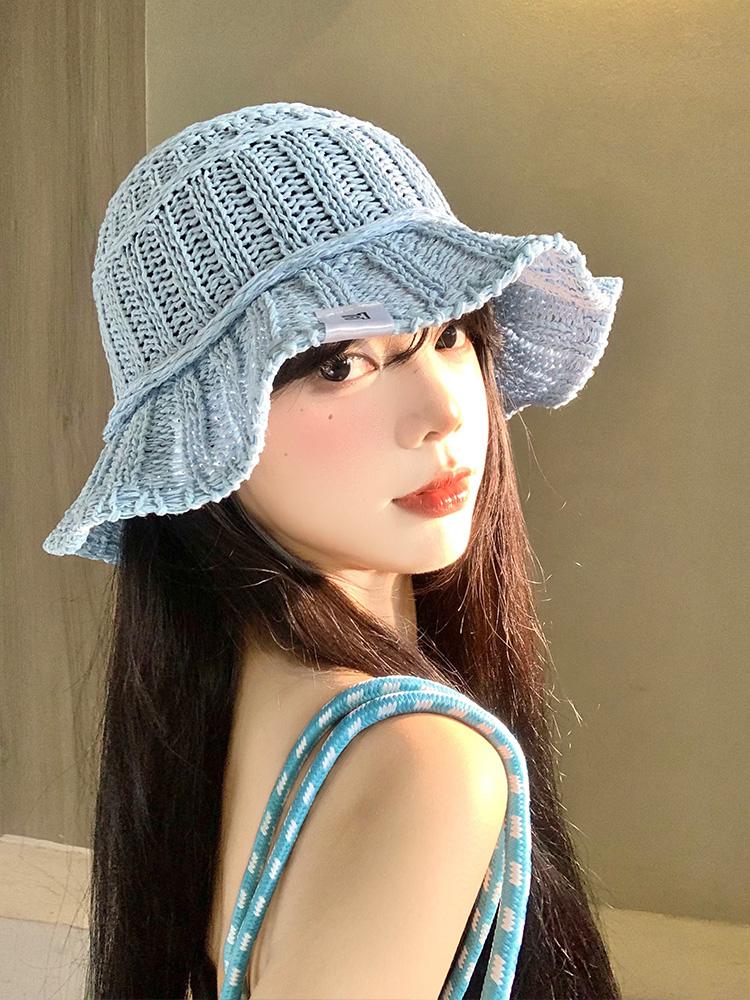 帽子 レディース 涼やか編み目バケットハット