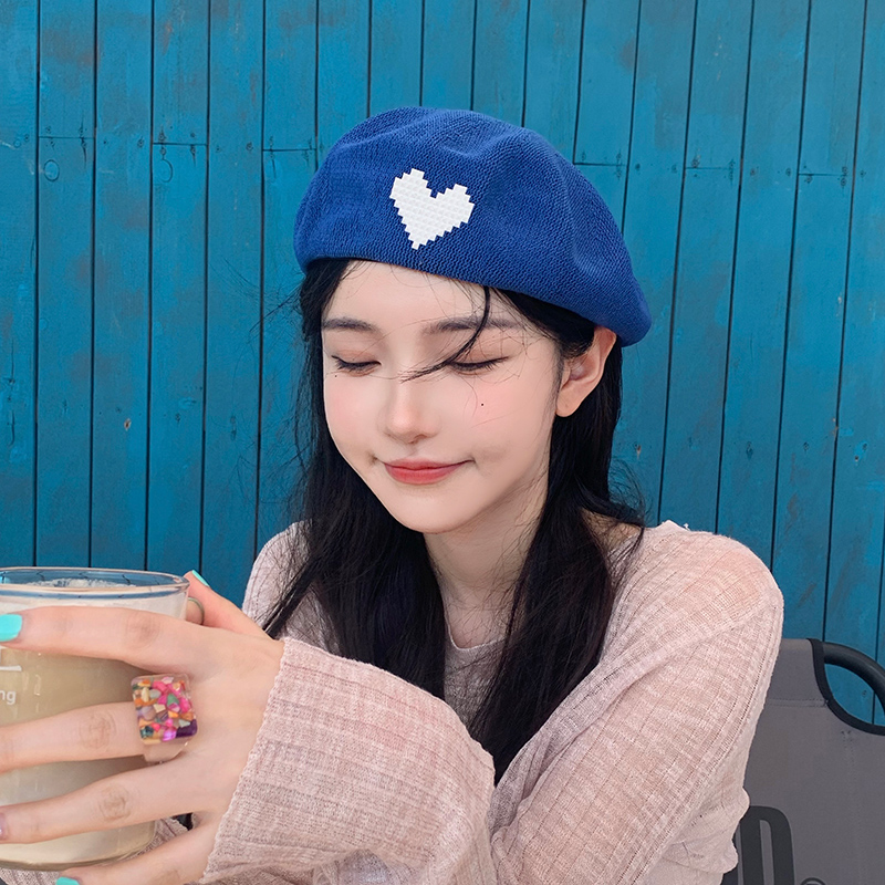 帽子 レディース ハート刺繍入りふんわりベレー帽