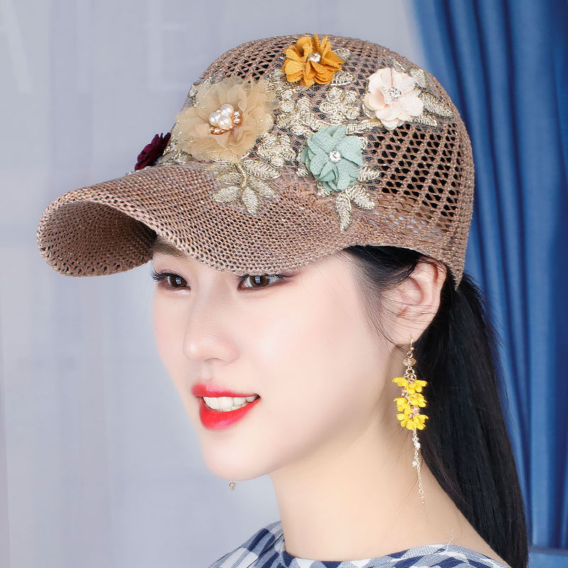 帽子 レディース 花刺繍メッシュキャップ