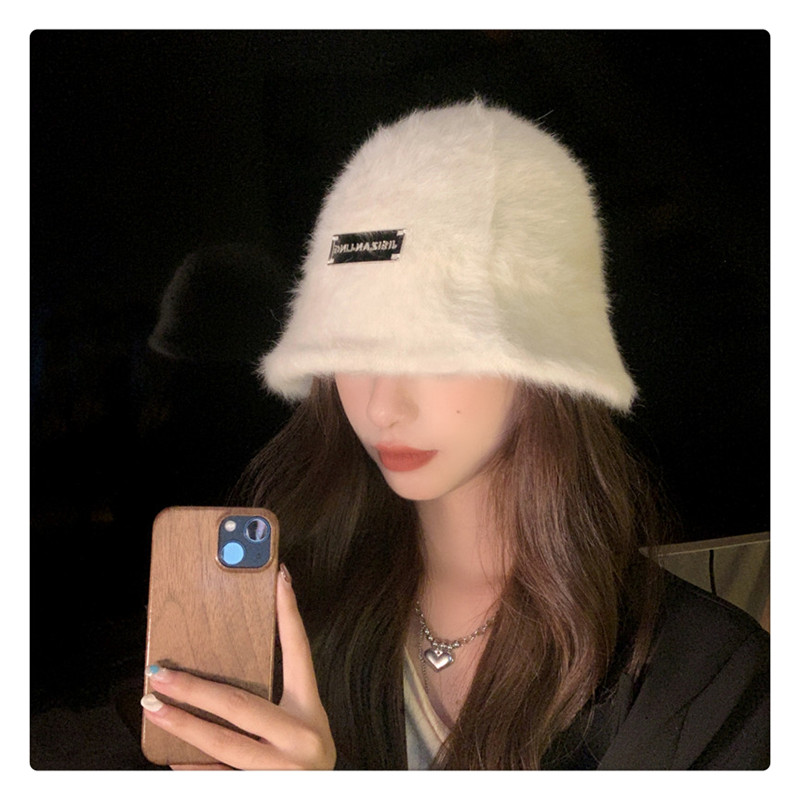 帽子 レディース　ふわふわ　ファー　バケットハット