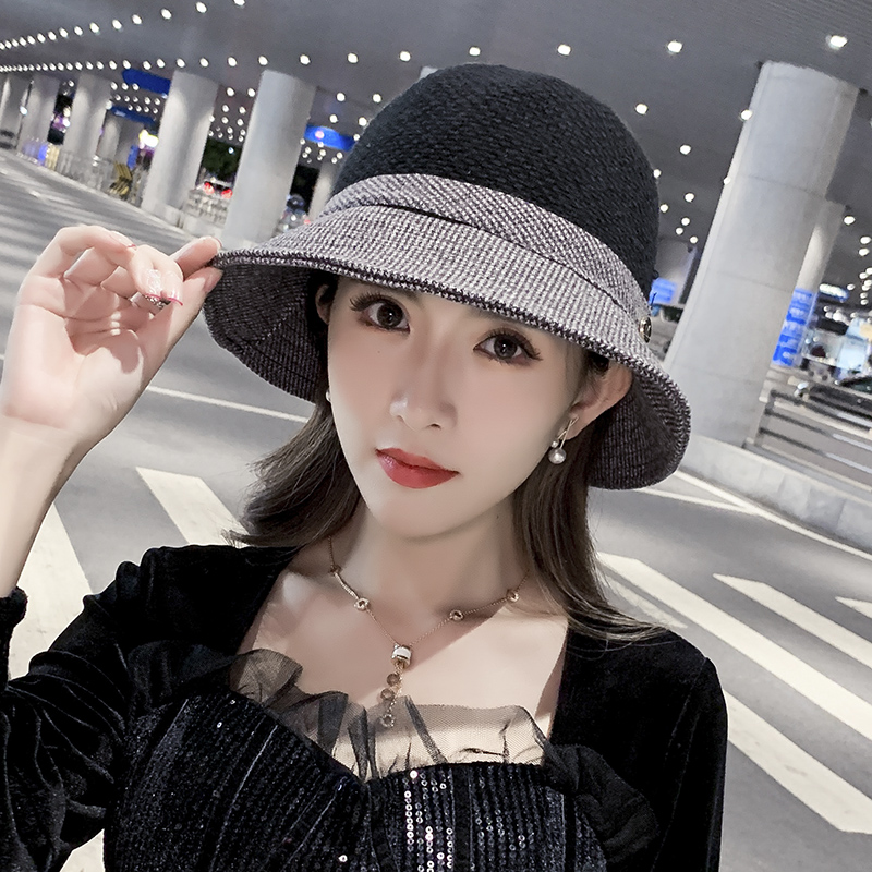 帽子 レディース ツートーン編み目バケットハット