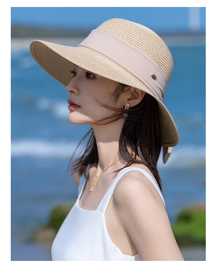 帽子 レディース リボン飾り リゾート麦わら帽子