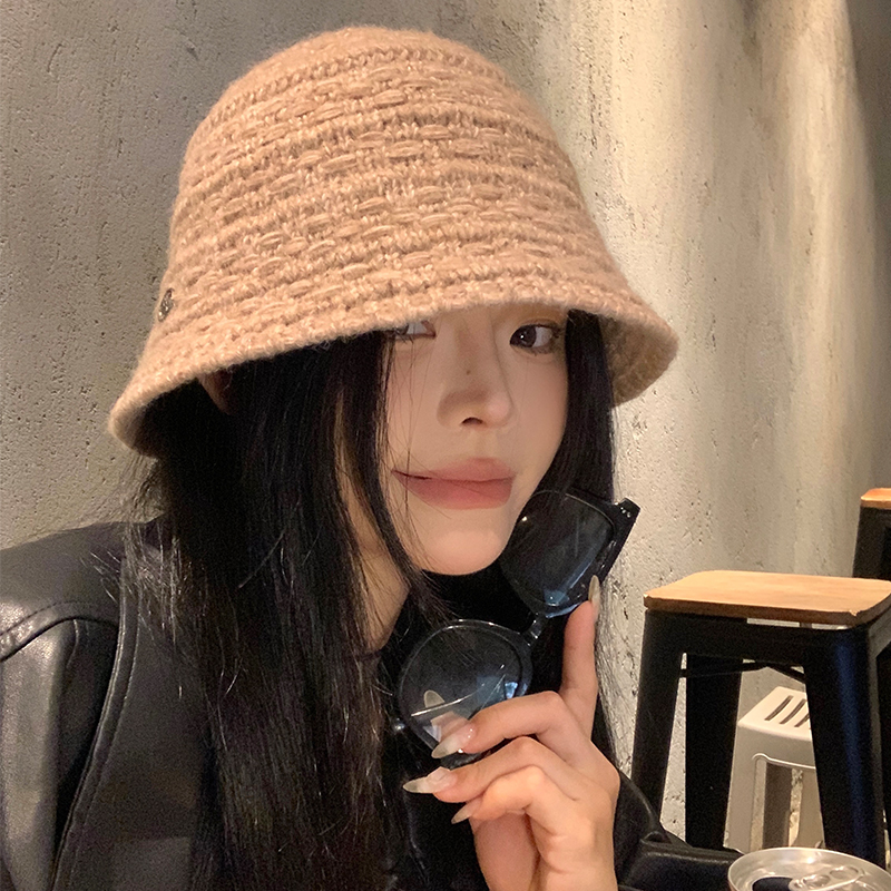帽子 レディース ふわふわニット素材のおしゃれなつば付きハット