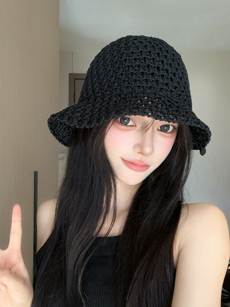 帽子 レディース 涼やか編み目バケットハット