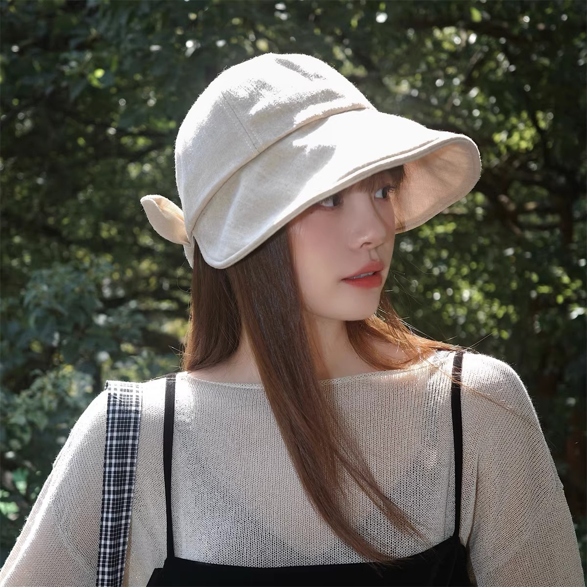 帽子 レディース リボン結び サイドキャップ