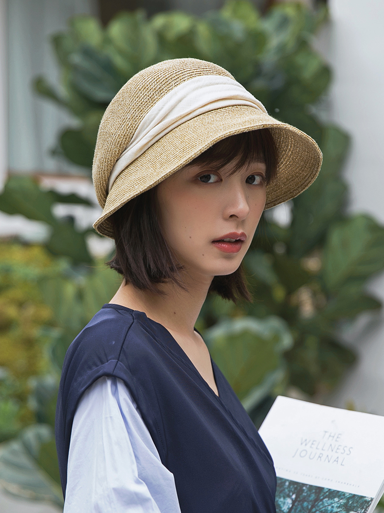 帽子 レディース リボン巻き　優雅クラシック麦わら帽