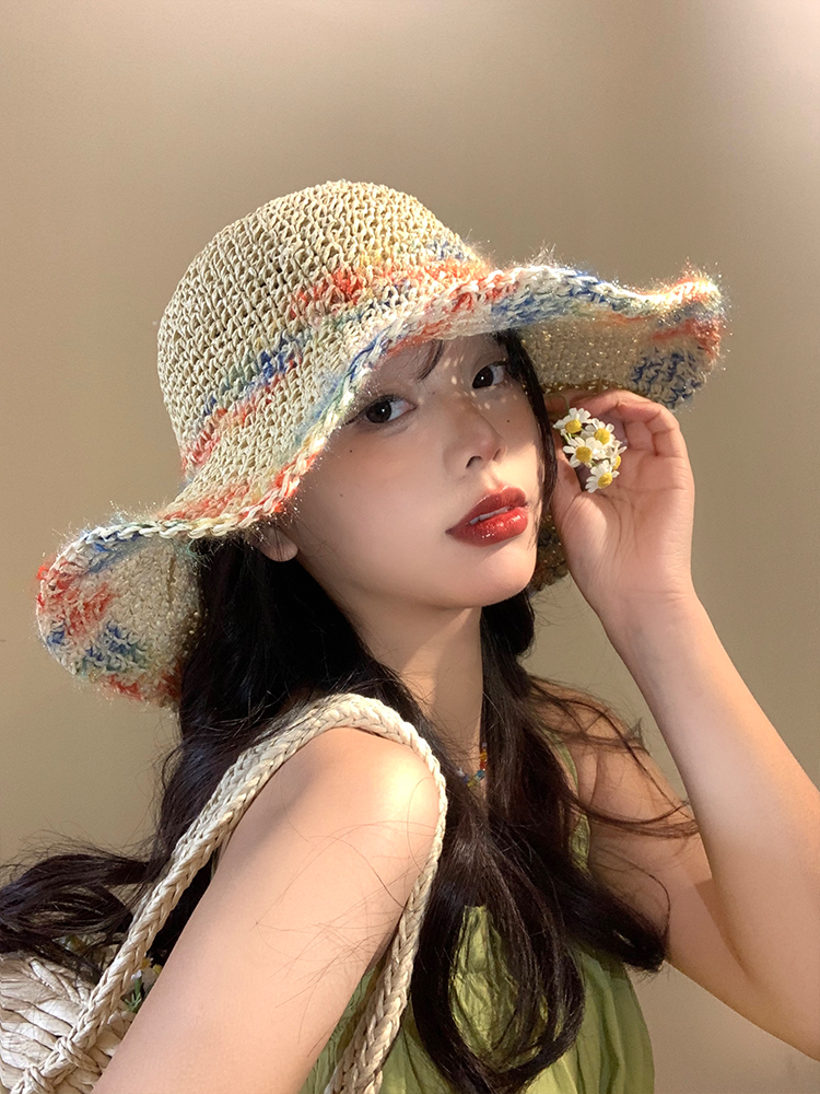 帽子 レディース 花飾り　麦わら帽子