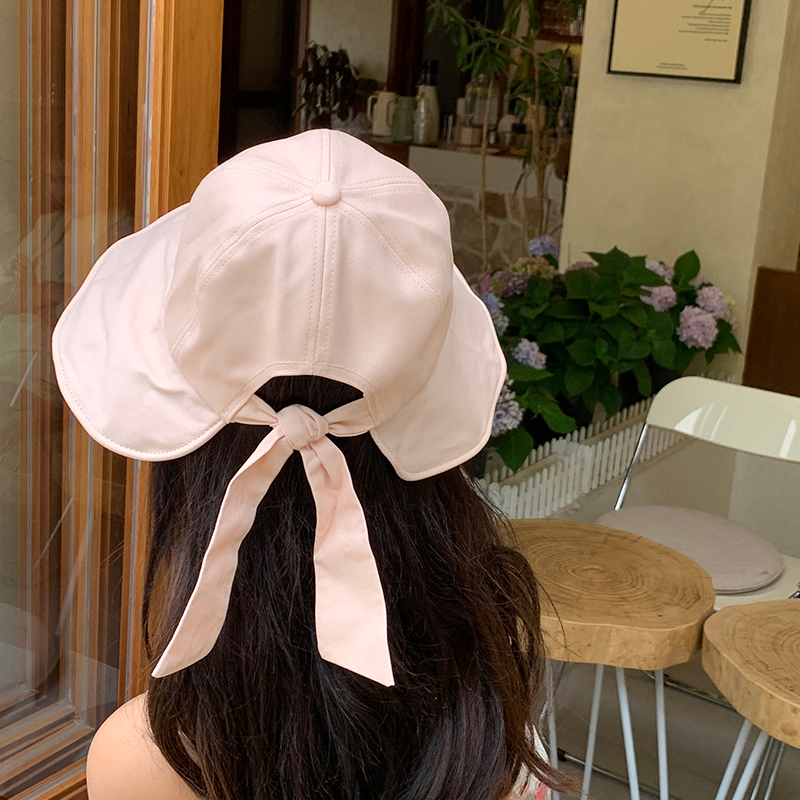 帽子 レディース 後ろリボン付き ふんわりバケットハット