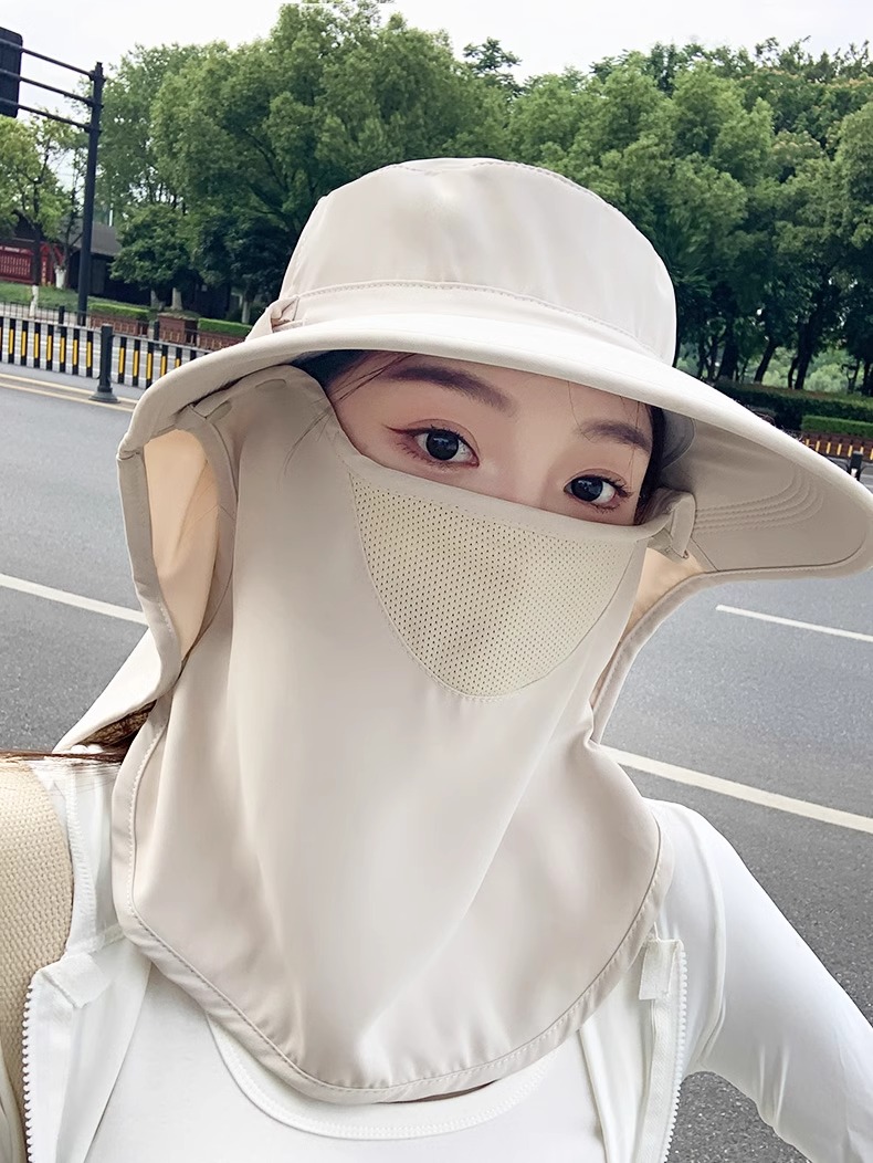 帽子 レディース フェイスガード付き日除