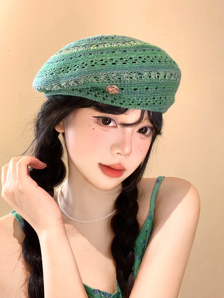 帽子 レディース 透かし編みベレー帽