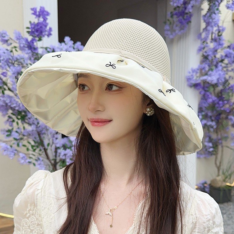 帽子 レディース リボン模様　女優帽