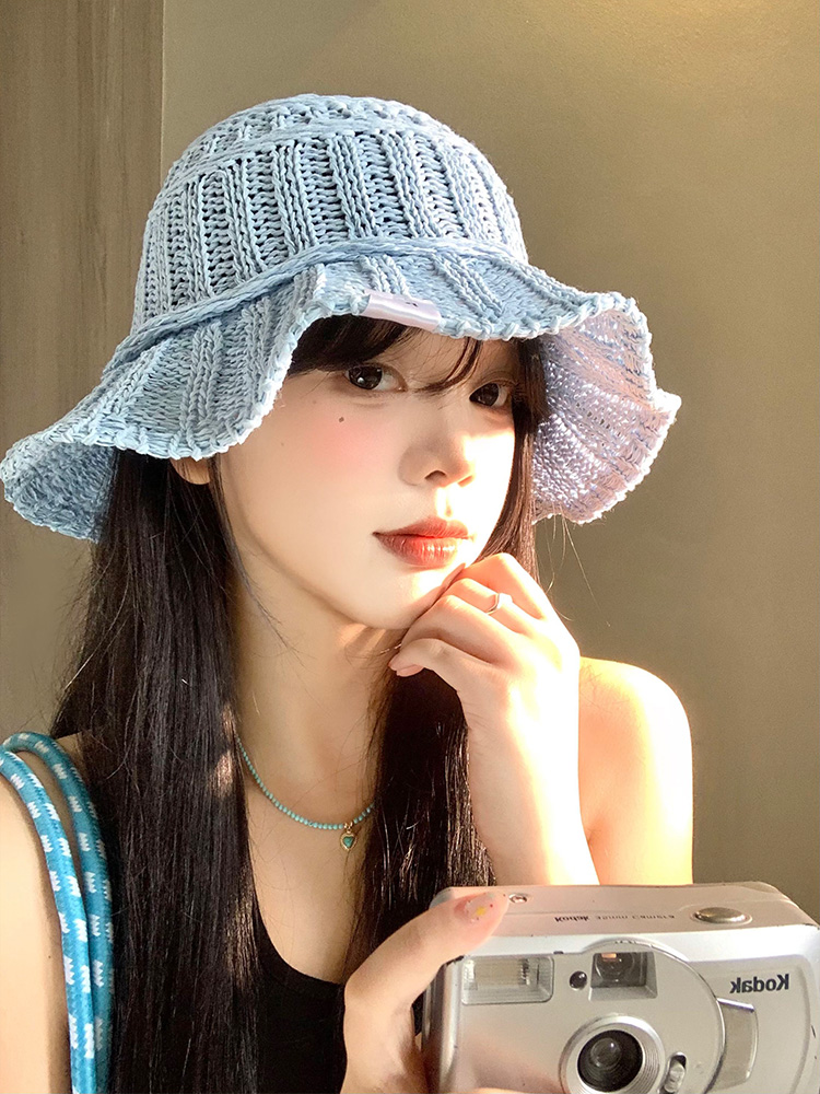 帽子 レディース 涼やか編み目バケットハット