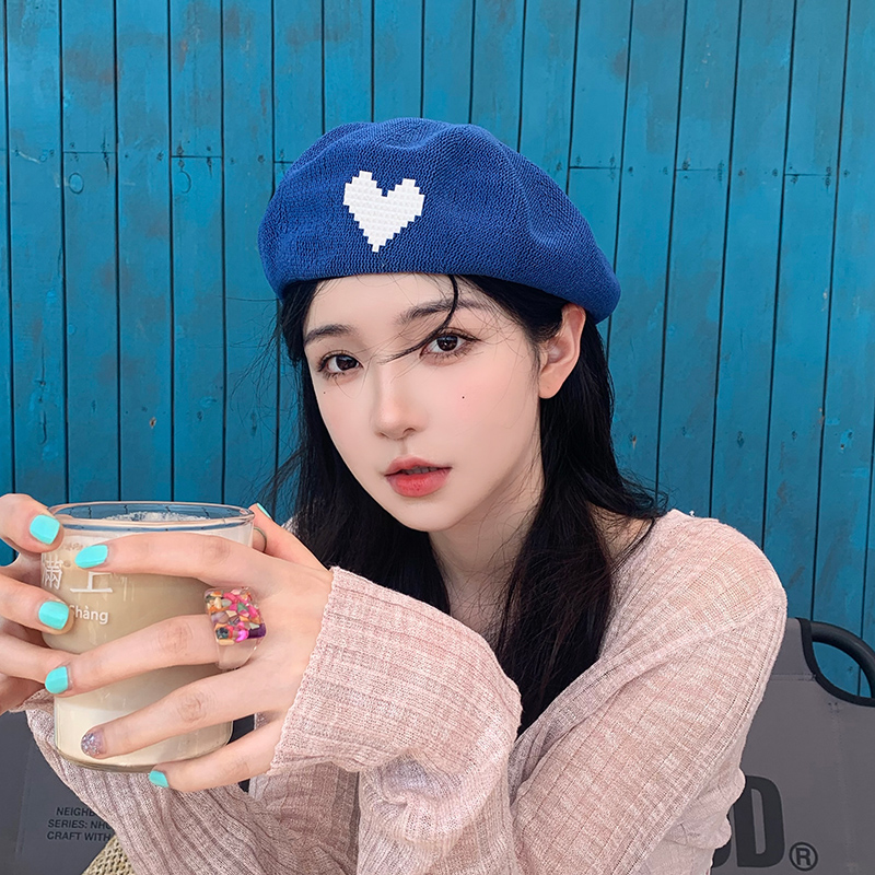帽子 レディース ハート刺繍入りふんわりベレー帽