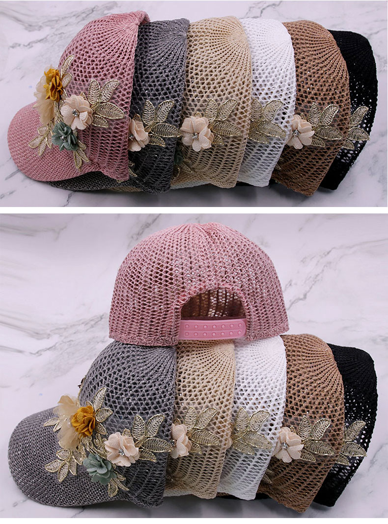 帽子 レディース 花刺繍メッシュキャップ