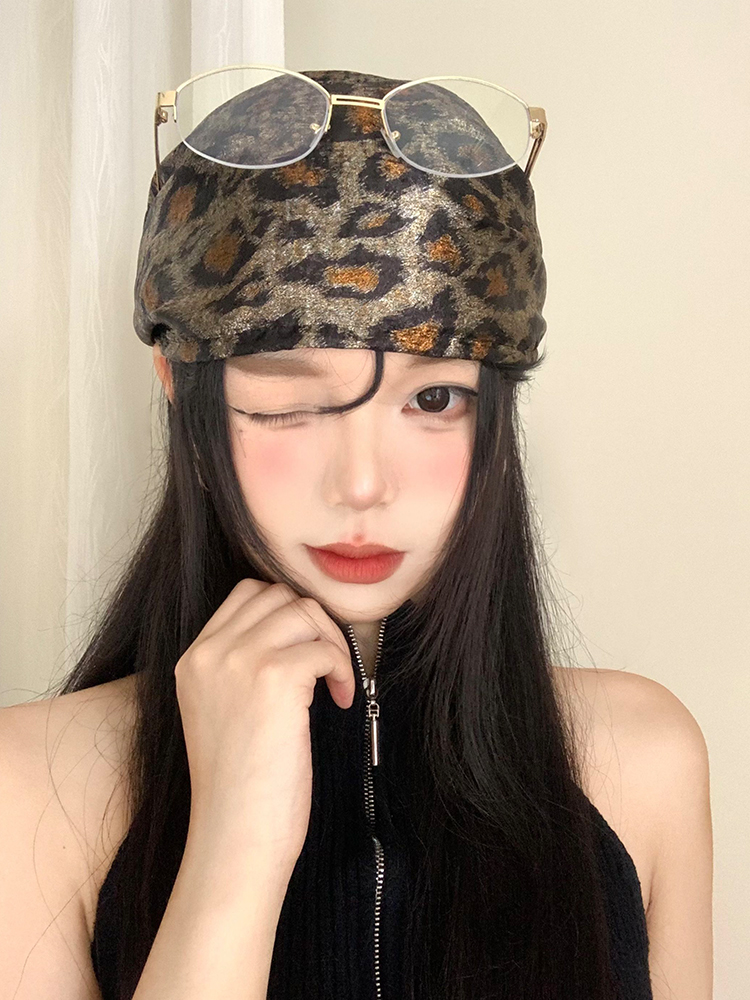 帽子 レディース 豹柄バンダナキャップ