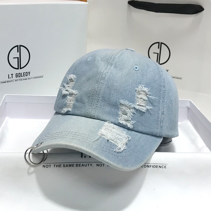 帽子 レディース ダメージ加工リングデザインキャップ