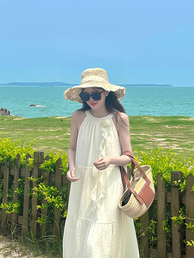 帽子 レディース 優雅な花飾り付き麦わら帽子