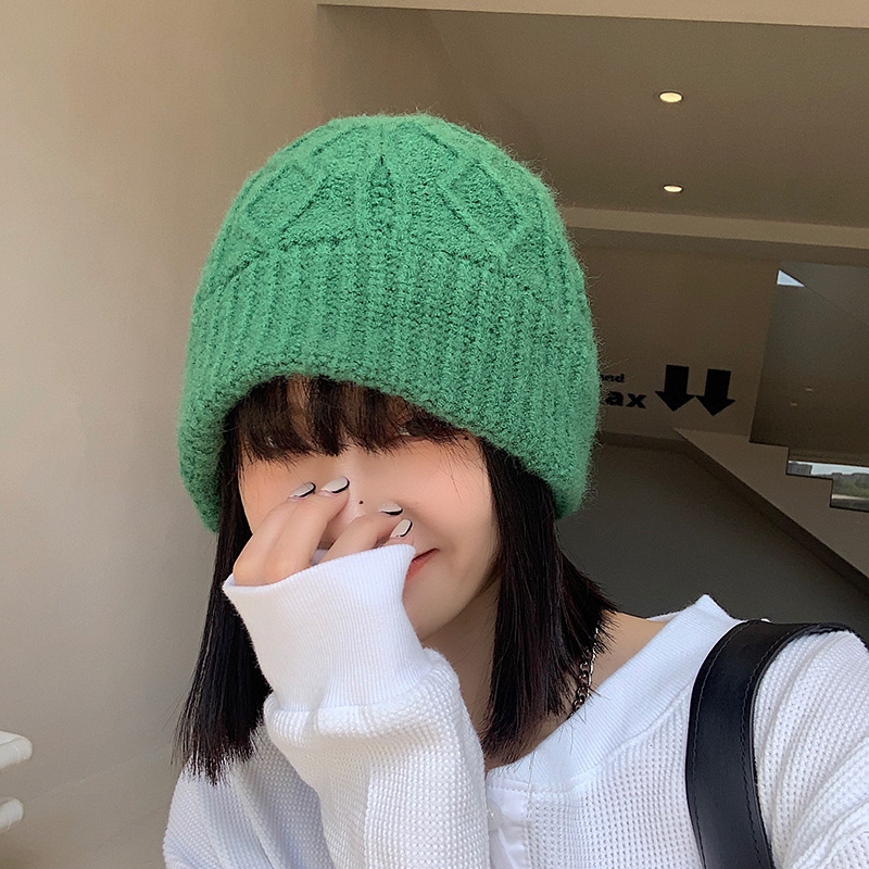 帽子 レディース ふわふわ編み込み模様のニット帽子レディース