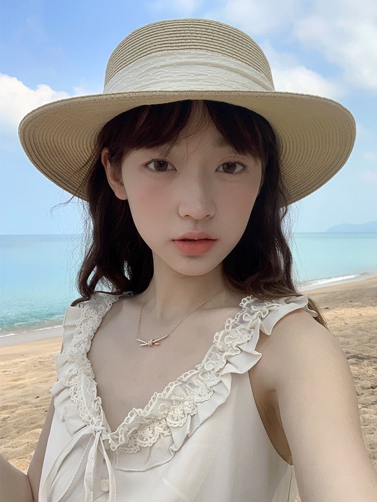 帽子 レディース 優雅リボン麦わら帽子