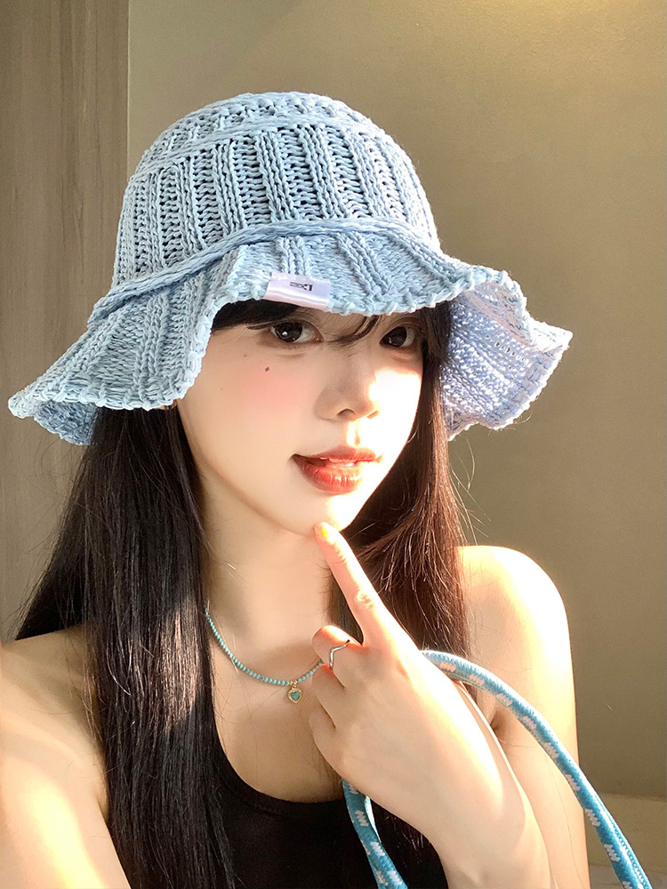 帽子 レディース 涼やか編み目バケットハット