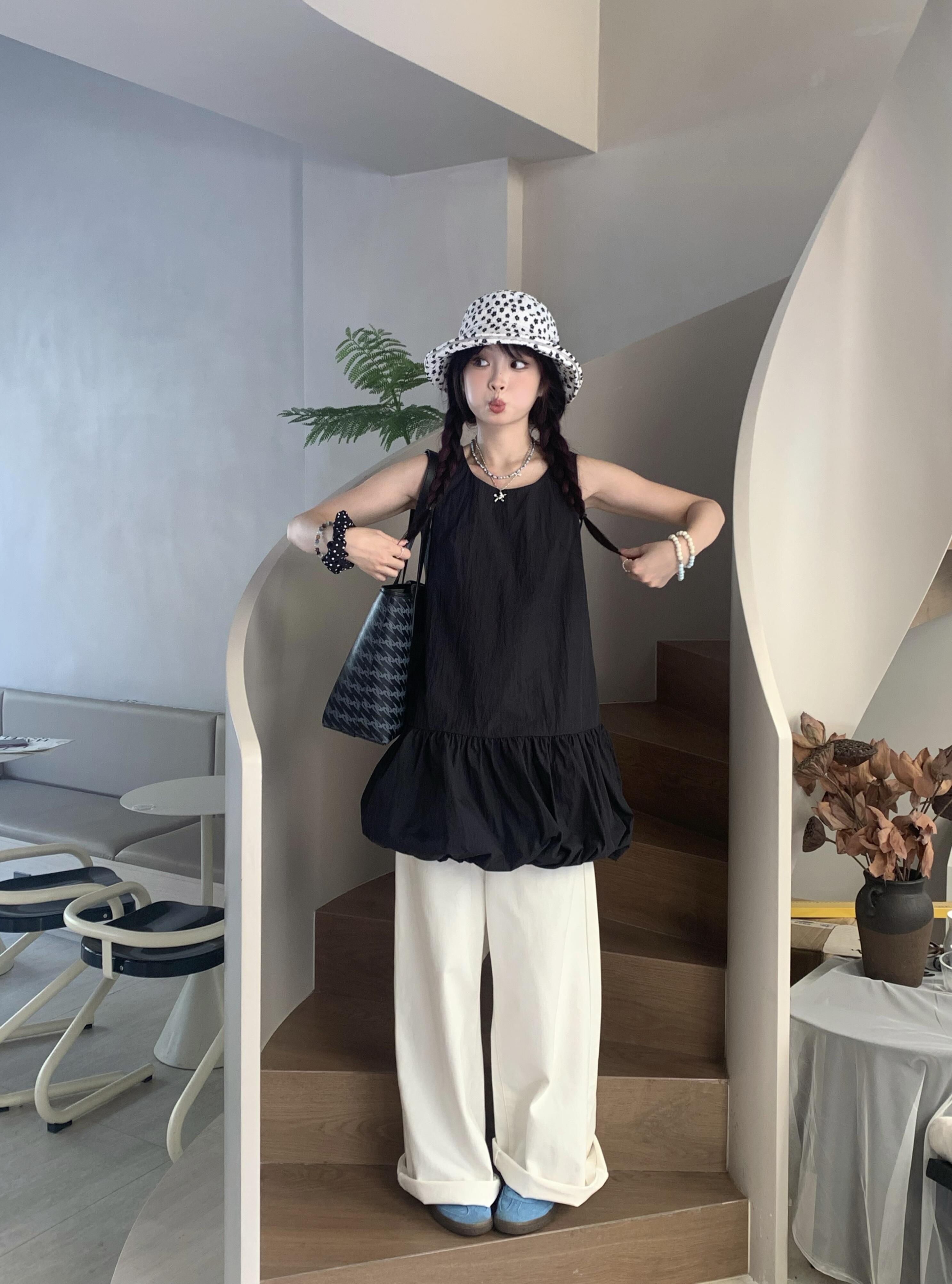 帽子 レディース 小花柄フリル　バケットハット
