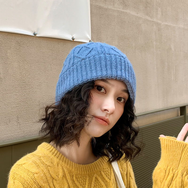 帽子 レディース ふわふわ編み込み模様のニット帽子レディース