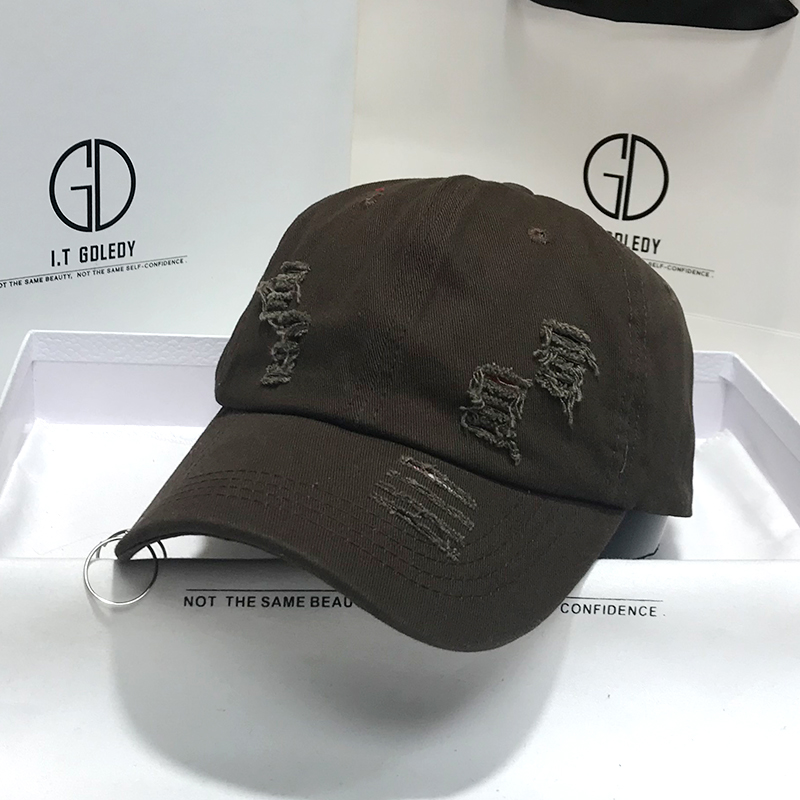 帽子 レディース ダメージ加工リングデザインキャップ