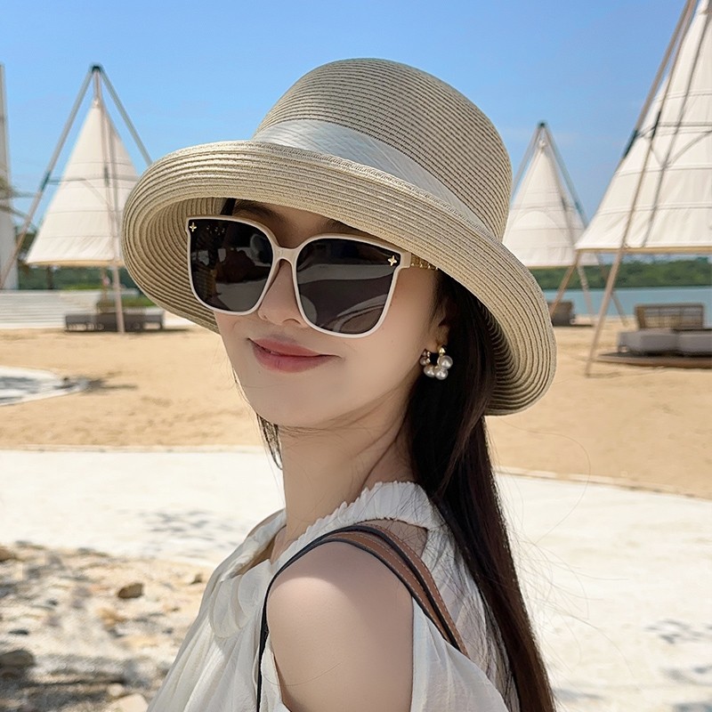 帽子 レディース 優雅リボン付き麦わら帽子