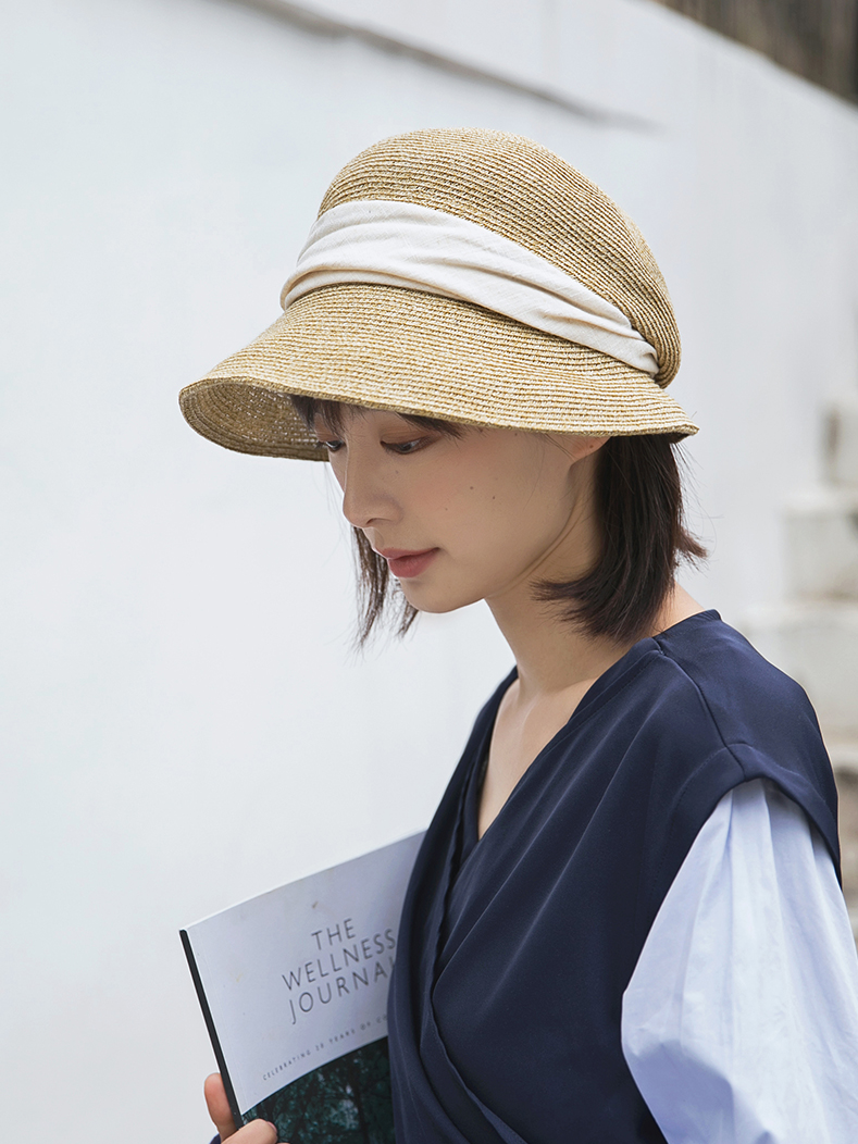 帽子 レディース リボン巻き　優雅クラシック麦わら帽