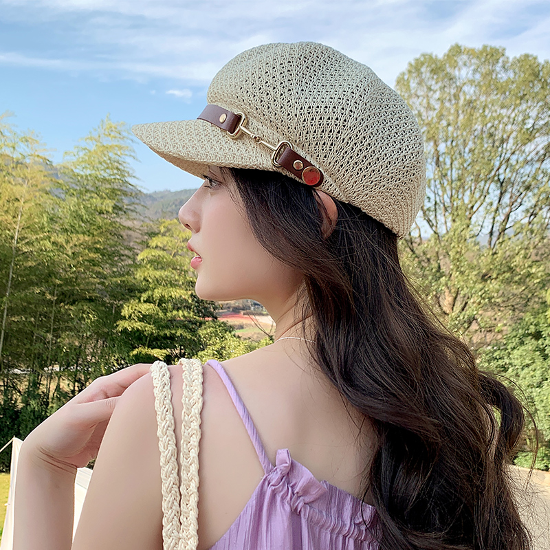 帽子 レディース  編み込み　ベルト付キャスケット