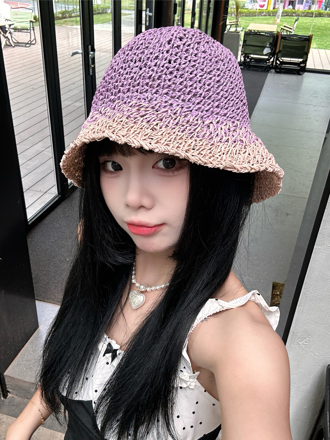 帽子 レディース 二色編み込み涼やか麦わら帽子