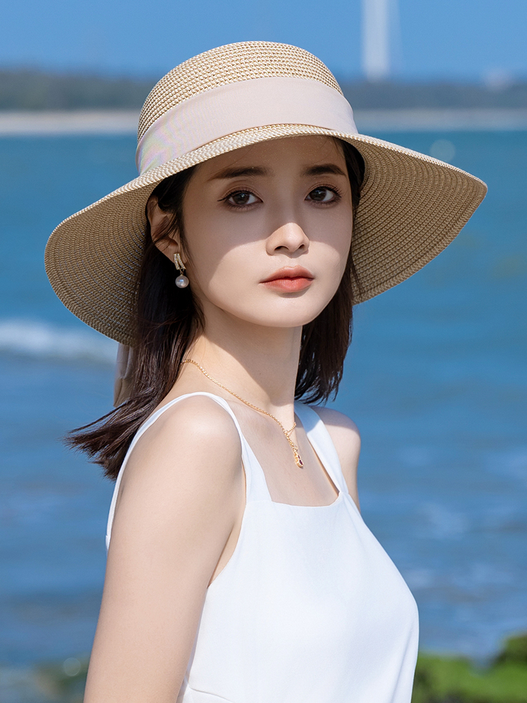 帽子 レディース リボン飾り リゾート麦わら帽子