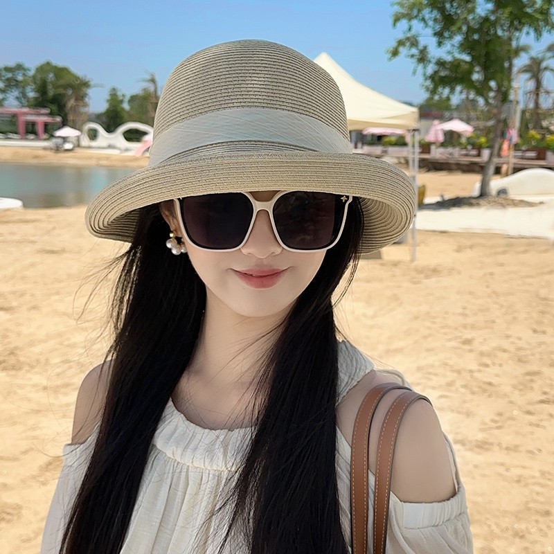 帽子 レディース 優雅リボン付き麦わら帽子