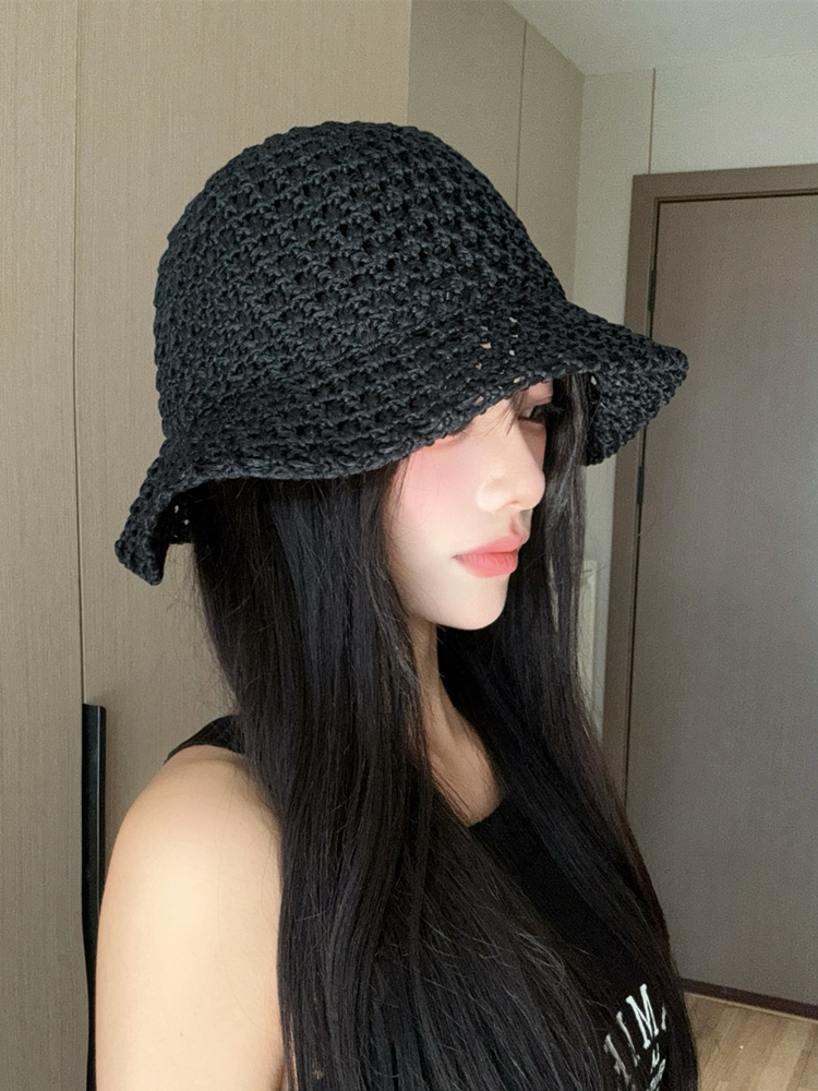 帽子 レディース 涼やか編み目バケットハット