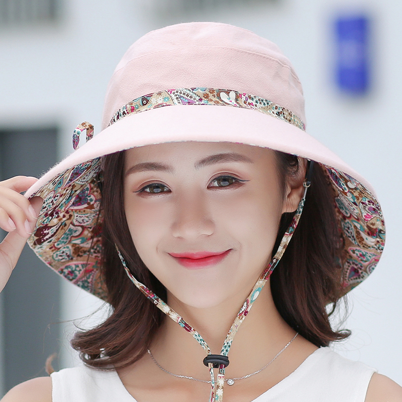 帽子 レディース 花柄リバーシブル あご紐付きサファリハット