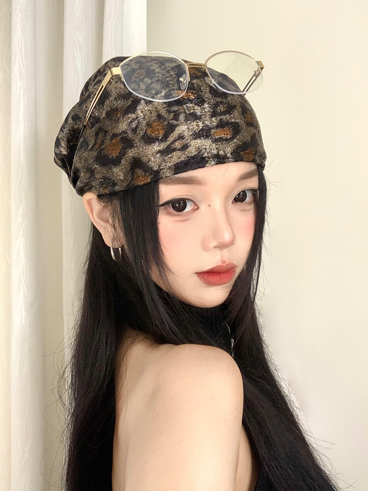 帽子 レディース 豹柄バンダナキャップ