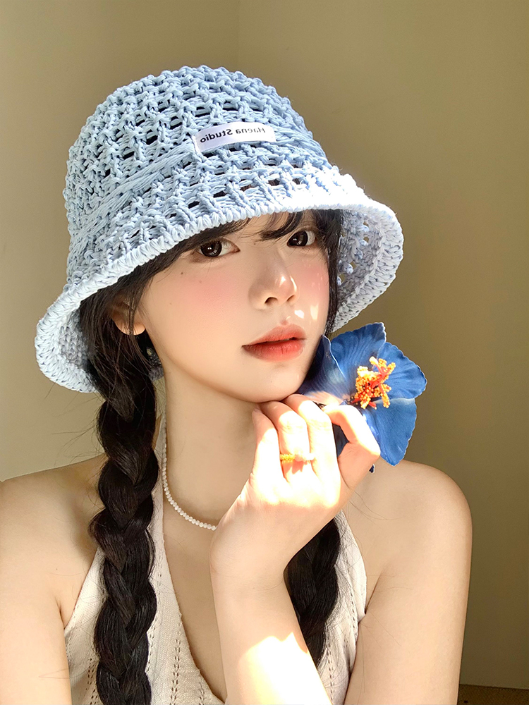 帽子 レディース 涼やか透かし編みバケットハット