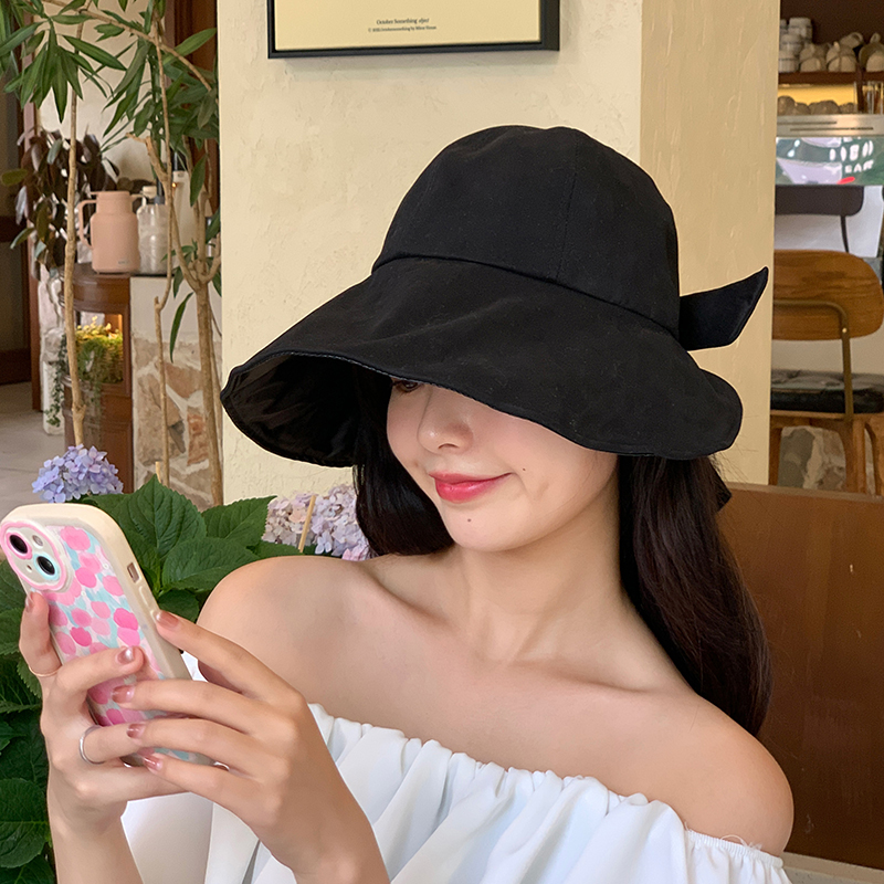 帽子 レディース 後ろリボン付き ふんわりバケットハット