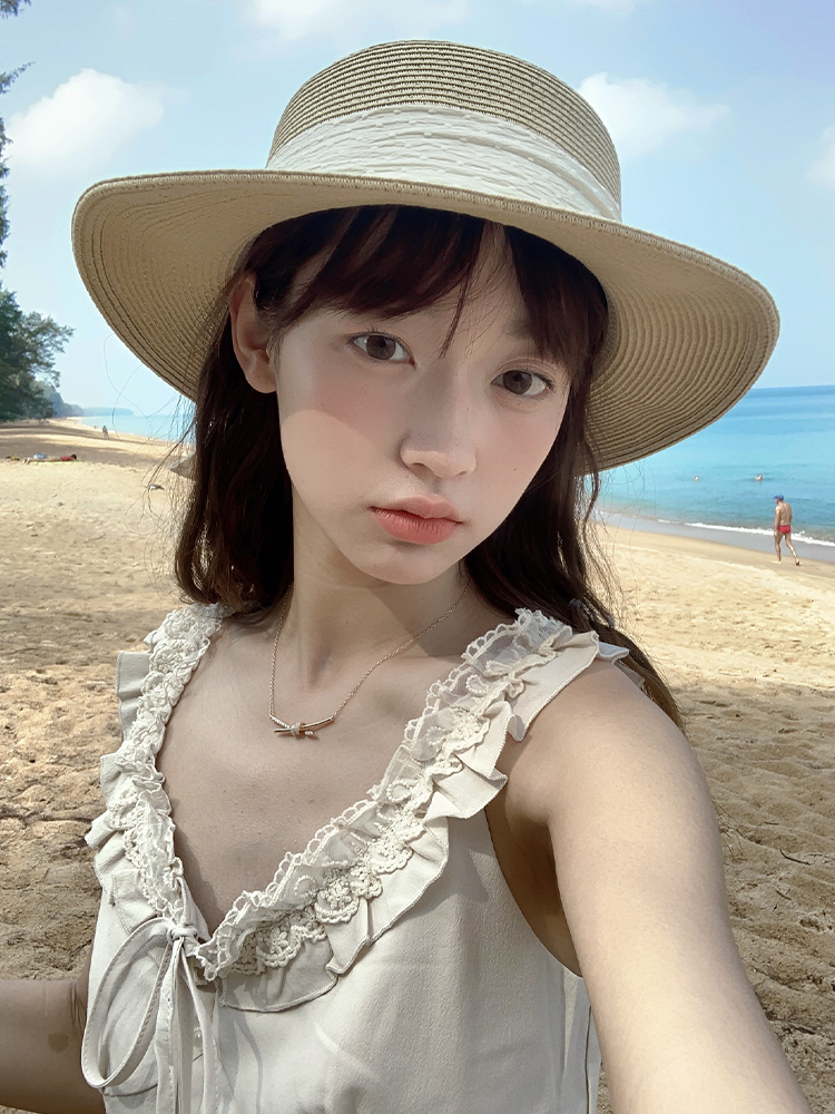 帽子 レディース 優雅リボン麦わら帽子