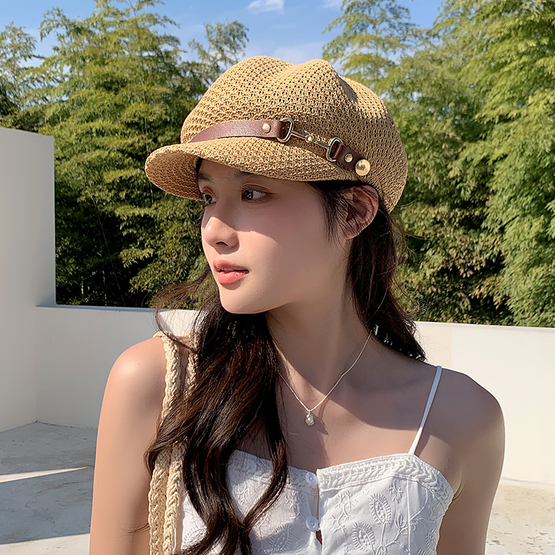 帽子 レディース  編み込み　ベルト付キャスケット