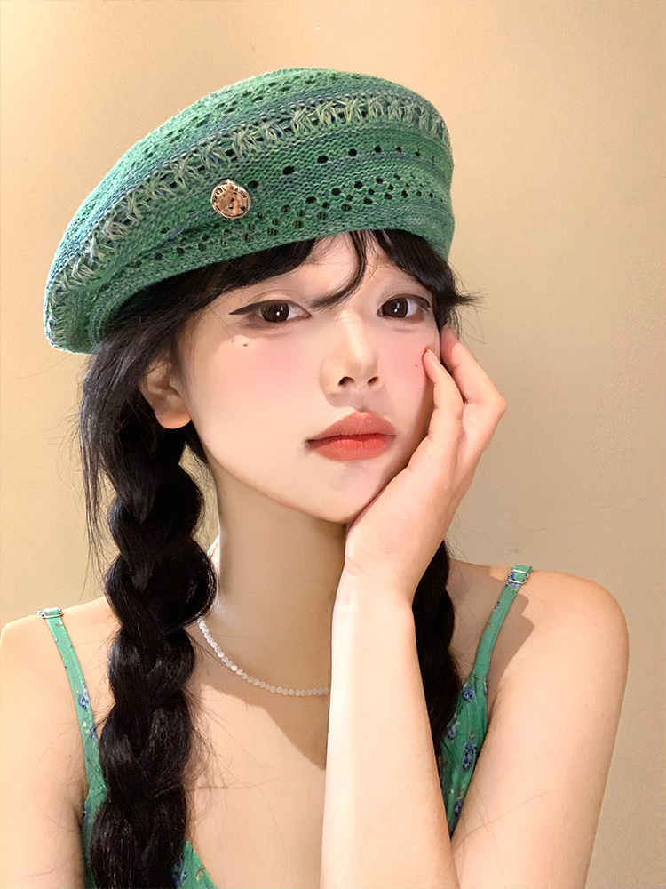 帽子 レディース 透かし編みベレー帽