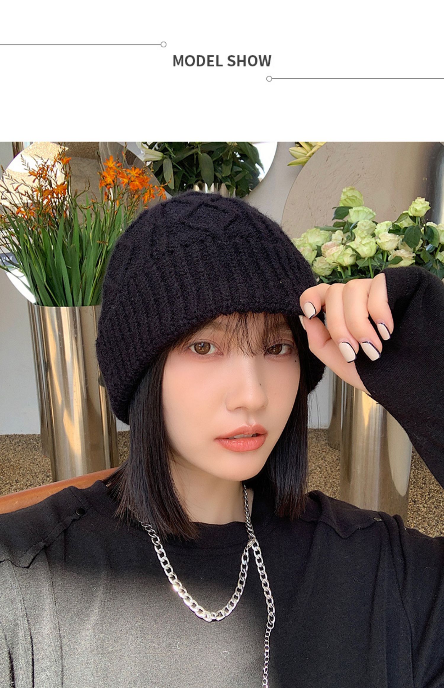 帽子 レディース ふわふわ編み込み模様のニット帽子レディース