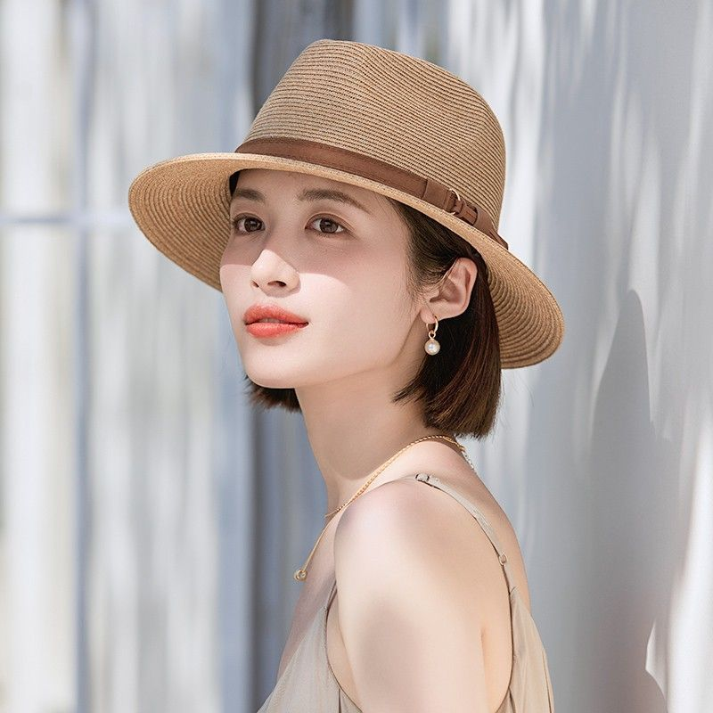 帽子 レディース 上質リボン付き中折れ麦わら帽