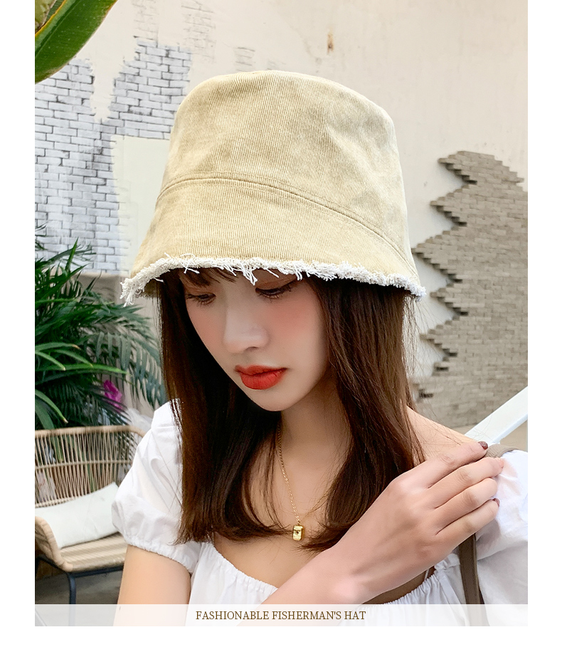帽子 レディース フリンジデザインデニム調バケットハット