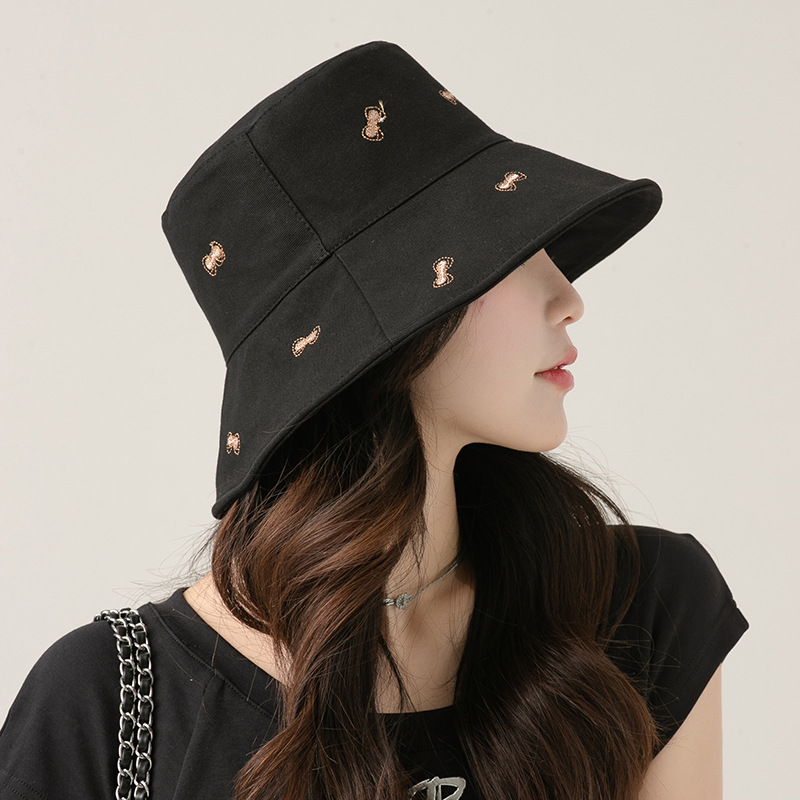 帽子 レディース 優美な刺繍入りバケットハット