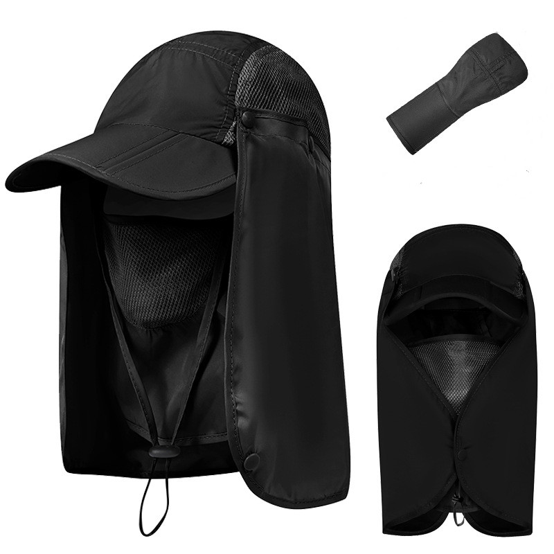 アウトドア　帽子 多機能日よけ帽子 首元ガード付き 男女兼用 折りたたみ式