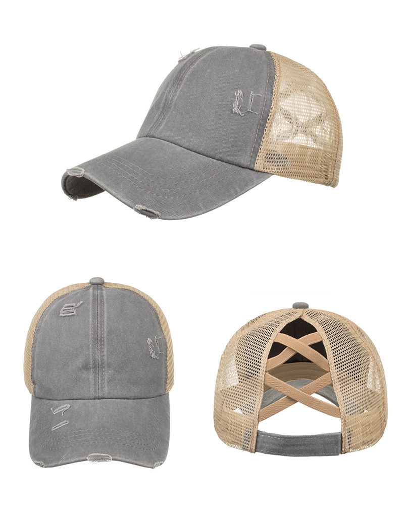 アウトドア　帽子 男女兼用ダメージ加工メッシュキャップ紫外線対策