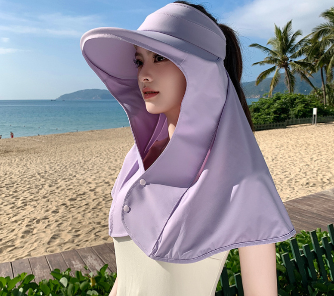アウトドア　帽子 女性用つば広日焼け防止帽子首カバー付き折りたたみ遮熱通気